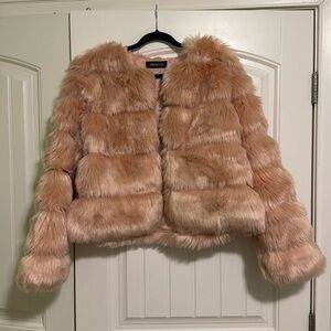 XL Pink Faux Fur Coat